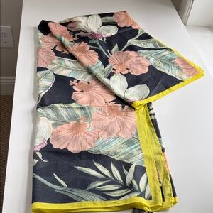 Ann Taylor Tropical Cotton/Silk Floral Scarf - Yellow, Pink, Green